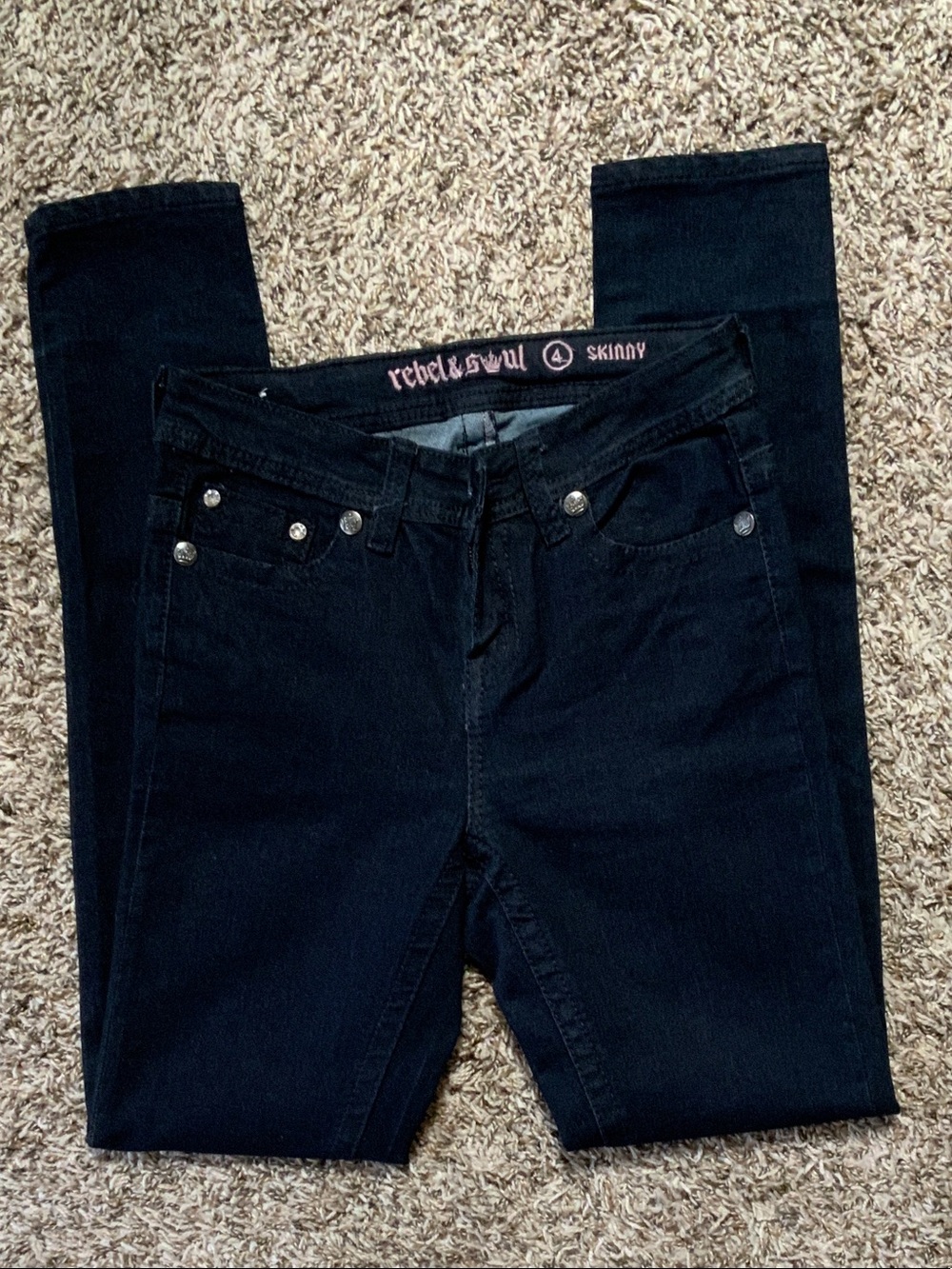 Rebel & Soul Women's Navy Skinny Jeans